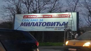 Подгорица - билборд - подршка кандидату Покрета "Европа сад" Јакову Милатовићу