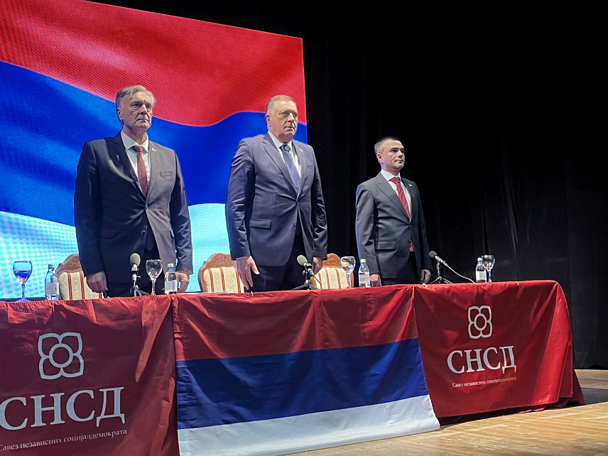 КОЗАРСКА ДУБИЦА, 18. НОВЕМБРА /СРНА/ - Предсједник СНСД-а Милорад Додик,кандидат СНСД-а за предсједника Републике Српске Синиша Каран и предсједник Општинског одбора СНСД-а у Козарској Дубици Игор Савковић разговарали су данас у Дому културе са грађанима Козарске Дубице о актуелној ситуацији у Републици Српској, значају предстојећих избора и пројектима који су до сада реализовани и планирани у тој локалној заједници.