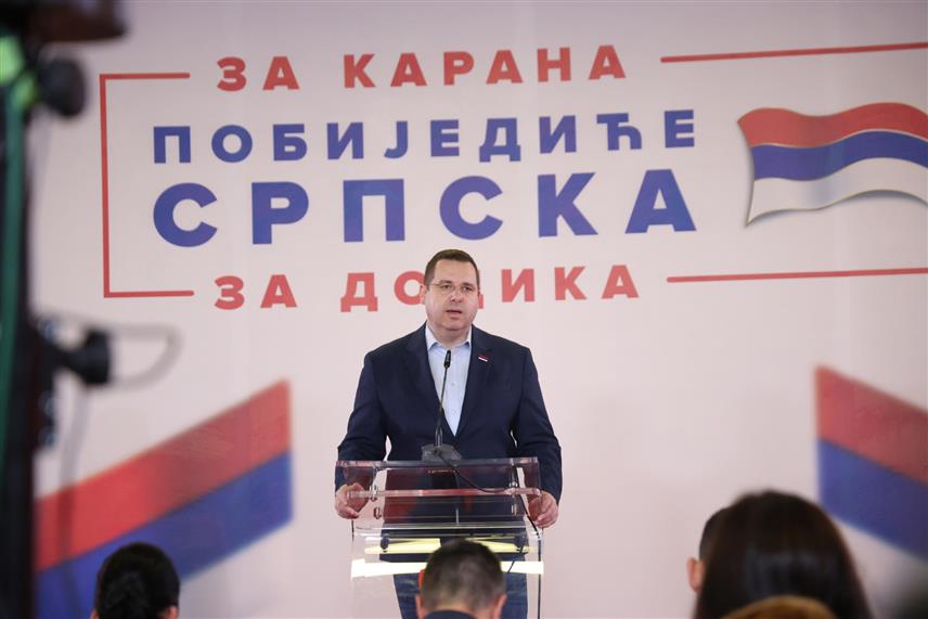 БАЊАЛУКА, 23. НОВЕМБРА /СРНА/ - Портпарол СНСД-а Радован Ковачевић на конференцији за новинаре у Бањалуци, након затварања биралишта у Републици Српској. /Фото - Борислав Здриња/