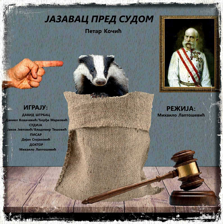 БЕОГРАД, 4. ДЕЦЕМБРА /СРНА/ - У Руском дому у Београду сутра ће бити изведена представа "Јазавац пред судом", а прикупљена средства биће усмјерена за помоћ педијатријским одјељењима домова здравља у општинама Хан Пијесак, Соколац, Рогатица и Пале, као и за помоћ удружењима лица са инвалидитетом из тих локалних заједница.