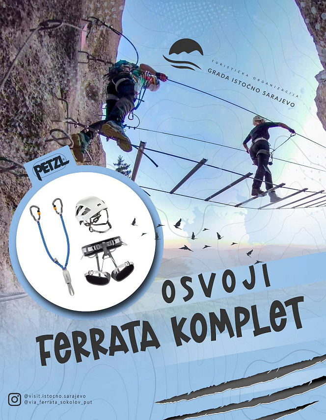 ПАЛЕ, 29. АВГУСТА /СРНА/ - Туристичка организација града Источно Сарајево позива љубитеље природе и адреналина да се придруже наградној игри која траје до 30. септембра и сниме занимљиву фотографију током савладавања Вија ферате "Соколов пут".	
