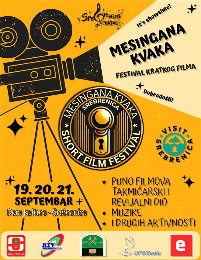 СРЕБРЕНИЦА, 4. СЕПТЕМБРА /СРНА/ - На Првом фестивалу кратког филма "Месингана квака" у Сребреници од 19. до 21. септембра биће приказан 21 кратки филм из 11 земаља са свих насељених континената.