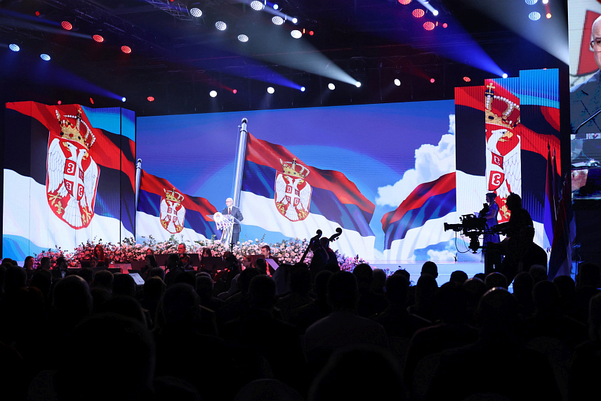 БАЊАЛУКА, 13. ФЕБРУАРА /СРНА/ - Изасланик предсједника Србије Милош Вучевић поручио је да ће српски народ и данас, храбро и одговорно, правним и дипломатским средствима, бранити своје право на постојање, достојанство и слободу. /Фото - Борислав Здриња/