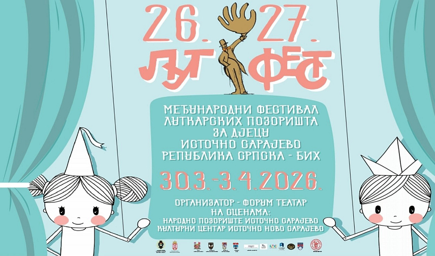ИСТОЧНО САРАЈЕВО, 30. МАРТА /СРНА/ - Међународни фестивал професионалних луткарских позоришта за дјецу "Лут фест" биће отворен данас у Источном Сарајеву, а до петка, 3. априла, до када траје, биће изведено 16 представа.	

