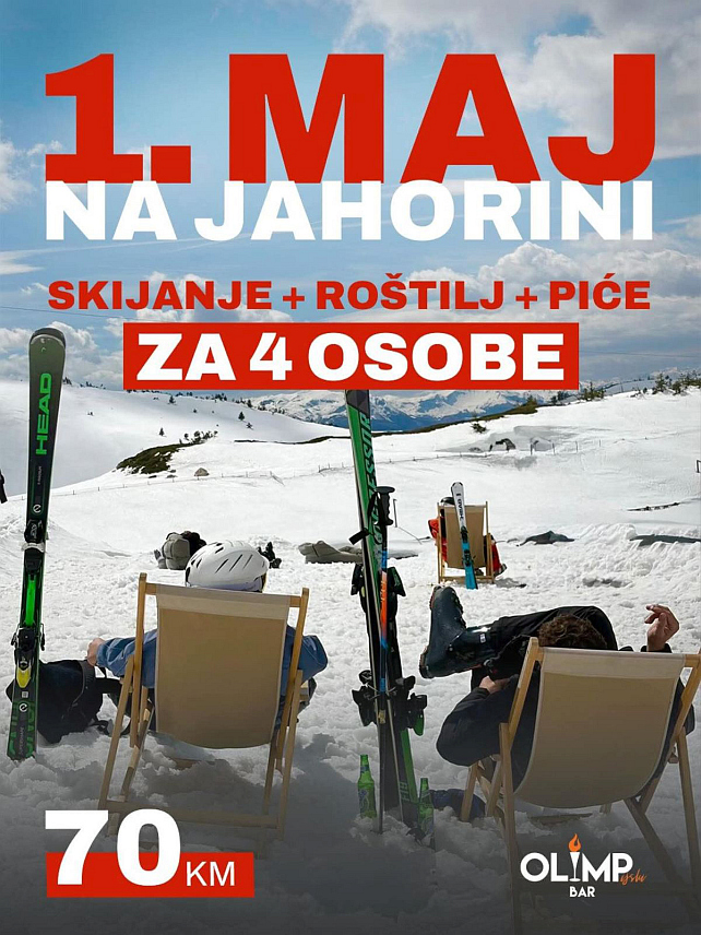 ПАЛЕ, 30. АПРИЛА /СРНА/ - За групе од најмање четири особе које бораве током првомајских празника на Јахорини припремљен је пакет по цијени од 70 КМ који укључује скијање, роштиљ и пиће на врху планине у Олимпијском бару.