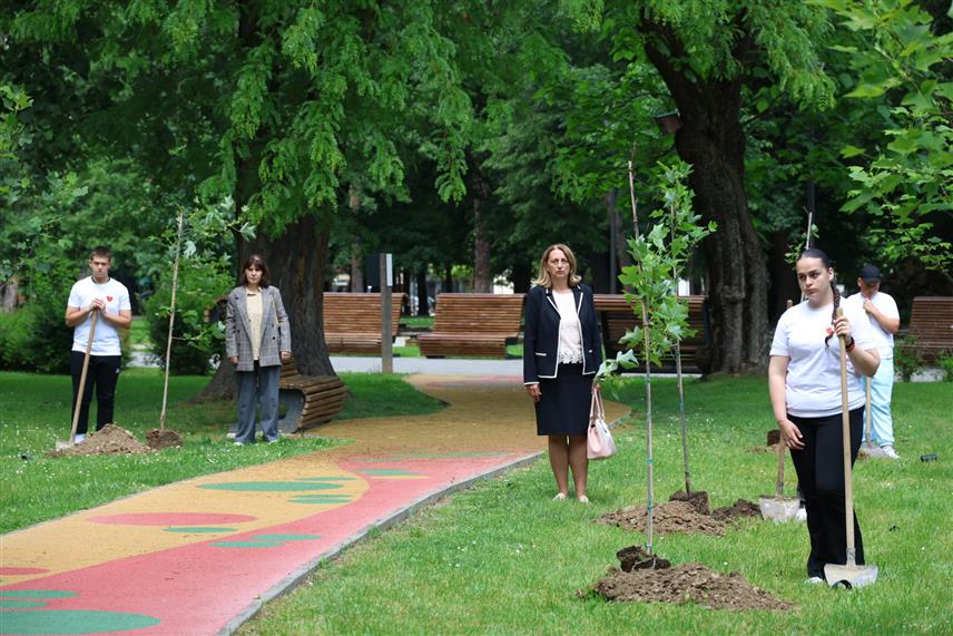 БАЊАЛУКА, 22. МАЈА /СРНА/ - У Парку Младена Стојановића у Бањалуци данас су засађена стабла и формирана "Алеја 12 беба" као трајни подсјетник на један од најпотреснијих догађаја у новијој историји - угашене животе 12 беба које су 1992. године умрле због неразумијевања свјетских моћника који нису дозволили транспорт кисеоника. /Фото - Борислав Здриња/