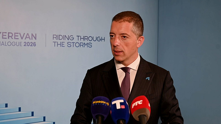 ЈЕРЕВАН, 5. МАЈА /СРНА/ - Министар спољних послова Србије Марко Ђурић у обраћању присутнима на Међународном форуму "Јеревански дијалог 2026".