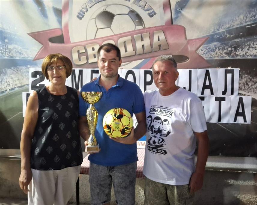 НОВИ ГРАД, 24. АВГУСТА /СРНА/ - У Сводни код Новог Града завршен je 29. Mеморијални фудбалски турнир "Браћа Марчета", организован у знак сјећања на тројицу браће погинулих у Одбрамбено-отаџбинском рату.