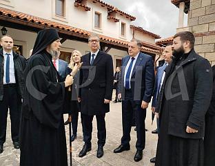 VUČIĆ GREETED BY DODIK AT BIRTHPLACE OF ST. BASIL OF OSTROG
