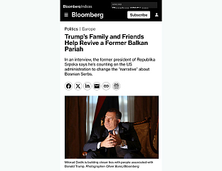 ДОДИК ЗА "БЛУМБЕРГ": ТРАМП МОЖЕ ДА ПРОМИЈЕНИ АНТИСРПСКЕ НАРАТИВЕ