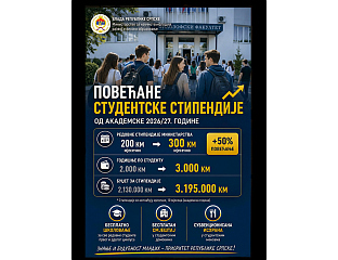 ОД НАРЕДНЕ АКАДЕМСКЕ ГОДИНЕ РЕДОВНЕ СТИПЕНДИЈЕ ВЕЋЕ ЗА 50 ОДСТО