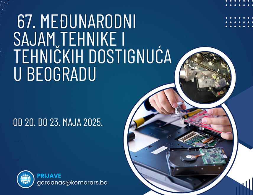 БЕОГРАД, 20. МАЈА /СРНА/ - У Београду данас почиње 67. Међународни сајам технике и техничких достигнућа на којем ће учествовати и фирме из Републике Српске, најављено је из Представништва Српске у Србији.