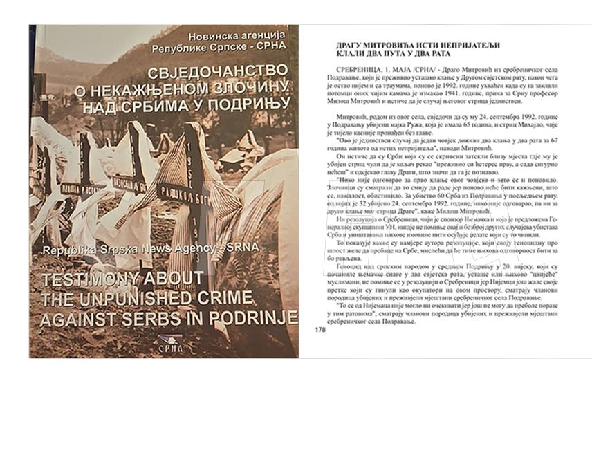 СРЕБРЕНИЦА, 4. ЈУЛА /СРНА/ - Драго Митровић из сребреничког села Подравање, који је преживио усташко клање у Другом свјетском рату, након чега је остао нијем и са траумама, поново је 1992. године ухваћен када су га заклали потомци оних чијим камама је измакао 1941. године, прича за Срну професор Милош Митровић и истиче да је случај његовог стрица јединствен.