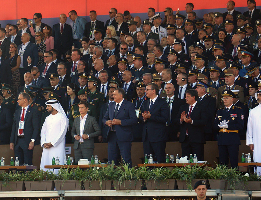 BELGRADE, SEPTEMBER 20 /SRNA/ - Republika Srpska President Milorad Dodik emphasized that the military parade “Strength of Unity” in Belgrade was a manifestation of power and determination to preserve freedom and peace, and that the defensive strength of the Serbian people, demonstrated today, brings peace of mind to everyone in Republika Srpska.
