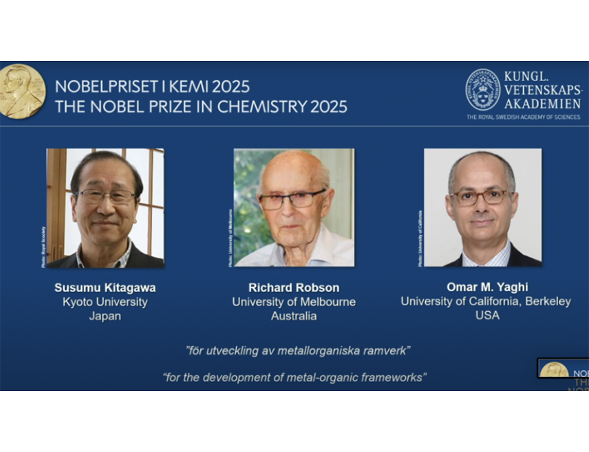 СТОКХОЛМ, 8. ОКТОБРА /СРНА/ - Сусуму Китагава, Ричард Робсон и Омар М. Јаги ове године дијеле Нобелову награду за хемију за рад на развоју метал-органских оквира из 1989. године, саопштио је Нобелов комитет.