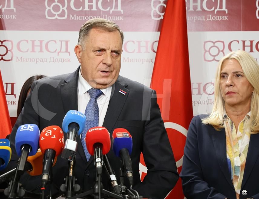 BANJA LUKA, OCTOBER 13 /SRNA/ - SNSD President Milorad Dodik stated today that the SNSD has demonstrated its readiness to preserve peace in BiH amid tense circumstances marked by attempts to undermine the constitutional order of Republika Srpska, emphasizing that the European path is not in question, but that they will choose interlocutors and companions along the way.
