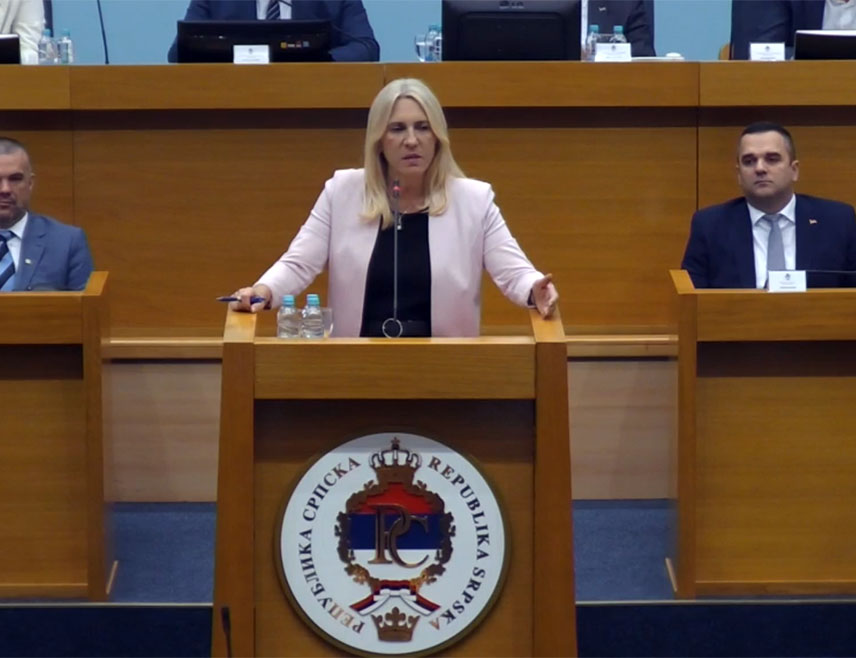 BANJA LUKA, OCTOBER 18 /SRNA/ - The Serb member of the BiH Presidency Željka Cvijanović said at the special session of the National Assembly of Republika Srpska on the appointment of an acting president that it is crucial for the Parliament to demonstrate that it is worthy of Republika Srpska and of the trust placed in it by the people.