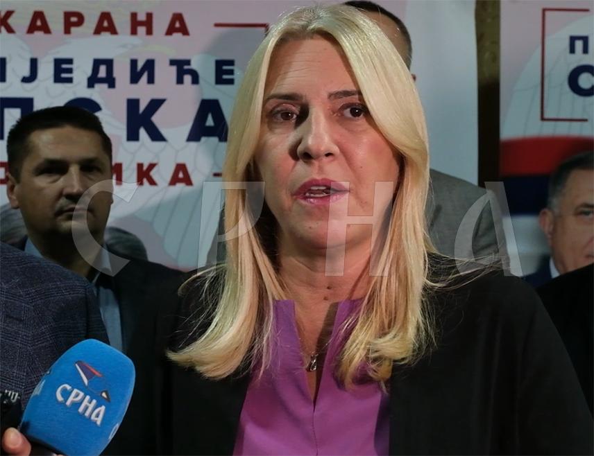 БАЊАЛУКА, 13. НОВЕМБРА /СРНА/ - Потпредсједник СНСД-а Жељка Цвијановић изјавила је да се гласањем за кандидата СНСД-а за предсједника Републике Српске Синишу Карана на изборима трасира пут стабилности, мира и развоја Српске.