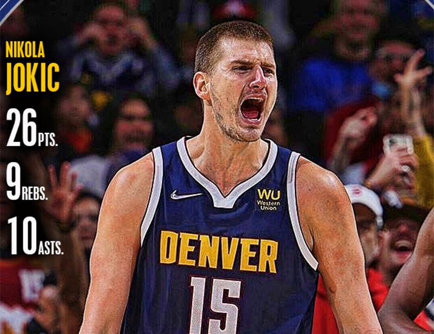 ФЕНИКС, 30. НОВЕМБРА /СРНА/ - Српски кошаркаш Никола Јокић поново је бриљирао у дресу "Денвера" који је овај пут у гостима савладао "Феникс" 130:112 у утакмици НБА лиге.