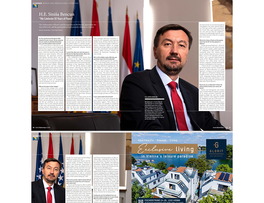 БЕЧ, 2. ДЕЦЕМБРА /СРНА/ - Амбасадор БиХ у Аустрији Синиша Бенцун истакао је да је Дејтонски споразум створио децентрализован, на консензусу заснован систем у којем ниједан народ не може доминирати над другима, али су, ипак, под плаштом реформи, током година направљене његове бројне суштинске измјене, углавном у корист јачања централних институција а на штету ентитета који чине БиХ.