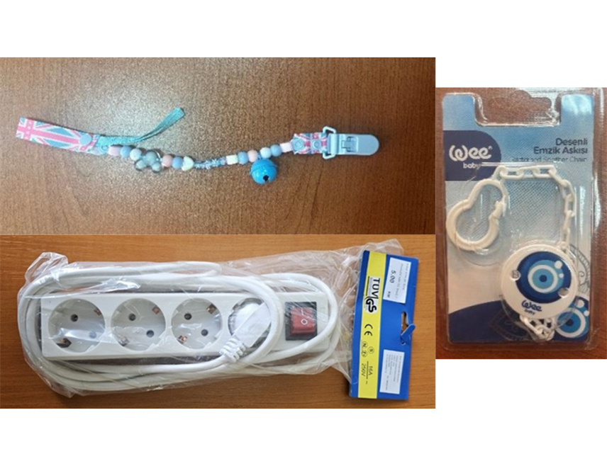 ИСТОЧНО САРАЈЕВО, 8. ДЕЦЕМБРА /СРНА/ - Са тржишта БиХ повучени су продужни кабл са четири утичнице јер представља опасност од струјног удара и пожара, те два модела држача за цуцле - ланчић и везица због опасности од гушења, објавила је Агенција за надзор над тржиштем БиХ.