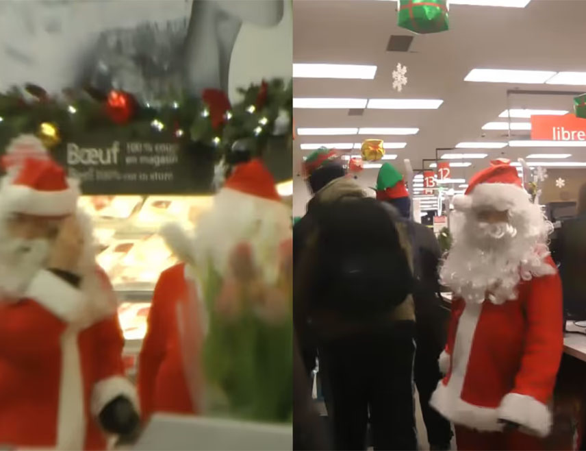 МОНТРЕАЛ, 20. ДЕЦЕМБРА /СРНА/ - Група Дједа Мразова обучена у црвена одијела и праћена неколицином "вилењака" украла је из супермаркета у Монтреалу намирнице у вриједности од више хиљада долара.