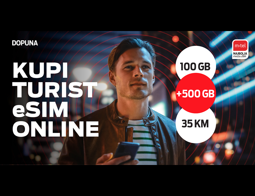 БАЊАЛУКА, 25. ДЕЦЕМБРА /СРНА/ - "М:тел турист е-СИМ" идеалан је избор за све посјетиоце БиХ у празничном периоду, а може се купити онлајн по цијени од 35 КМ, поручили су из компаније "М:тел".