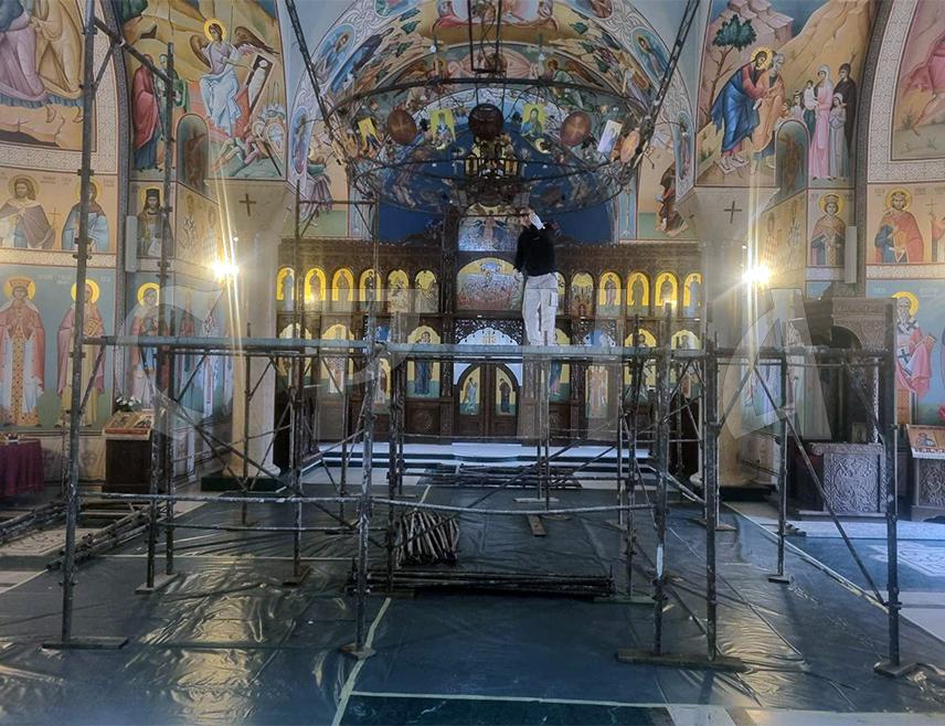 ISTOČNA ILIDŽA, FEBRUARY 4 /SRNA/ – Preliminary works at the Church of St. Basil of Ostrog in Veljine, Istočna Ilidža, for painting the dome and vaults of the church are underway, marking the beginning of the most demanding and largest phase of decorating this church.