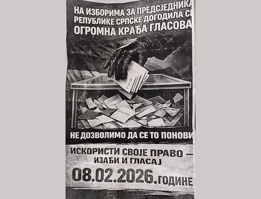 ЗВОРНИК, 6. ФЕБРУАРА /СРНА/ - Испред врата станова у Зворнику данас су остављени непотписани пропагандни леци у којим се грађани позивају да у недјељу, 8. фебруара, не дозволе да се понови "огромна крађа гласова", чиме се очито настоји постићи неостварени сан – власт без подршке народа.