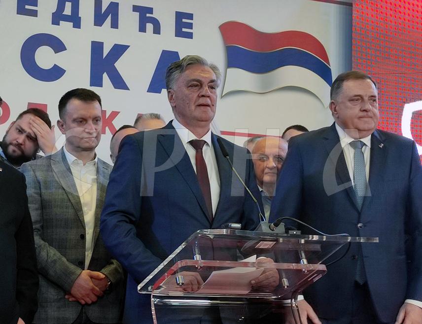 БАЊАЛУКА, 8. ФЕБРУАРА /СРНА/ - Кандидат СНСД-а за предсједника Републике Српске Синиша Каран захвалио је грађанима Српске на подршци, поручивши да је његова побједа државнички одговор народа на покушај урушавања уставног поретка и позиције   Републике Српске.