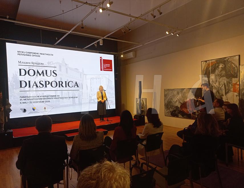 БАЊАЛУКА, 20. ФЕБРУАРА /СРНА/ - Учешће Музеја савремене умјетности Републике Српске на Међународном бијеналу умјетности у Венецији прилика је за међународно позиционирање умјетничке сцене Српске, рекла је помоћник министра за културу Републике Српске Тања Ђаковић.