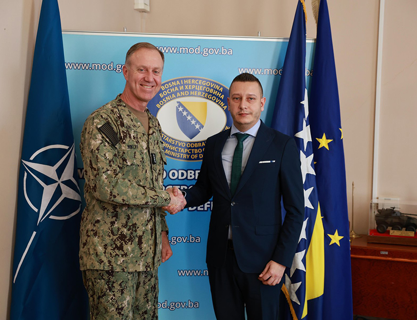 SARAJEVO, FEBRUARY 26 /SRNA/ - Deputy Defense Minister in the Council of Ministers Aleksandar Goganović met today in Sarajevo with US Armed Forces Admiral George Wikoff, who also serves as Commander of US Navy Forces in Europe and Africa, and as Commander of Allied Joint Forces in Naples.