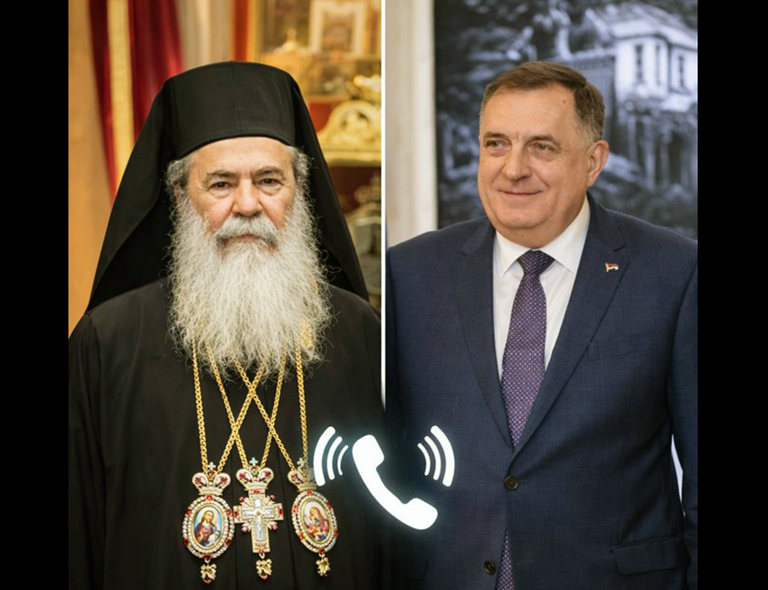 БАЊАЛУКА, 19. МАРТА /СРНА/ - Предсједник СНСД-а Милорад Додик разговарао је са Његовим блаженством патријархом јерусалимским Теофилом Трећим о стању православних храмова и вјерницима у Светој земљи.