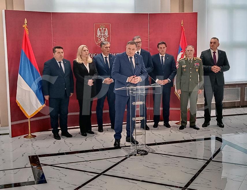 BEOGRAD, APRIL 15 /SRNA/ – SNSD Leader Milorad Dodik says that Republika Srpska is concerned by the fact that Croatia, Albania, and the so-called Kosovo have formed a military alliance aimed at threatening the security and stability of the Serb people and their states, as well as regional security.