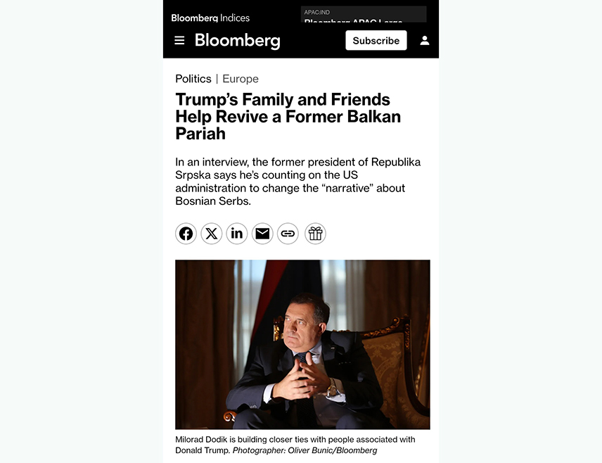 BANJA LUKA, APRIL 28 /SRNA/ – President Milorad Dodik expressed his belief that US President Donald Trump is someone who can change narratives that have been disastrous for Serbs and Republika Srpska.