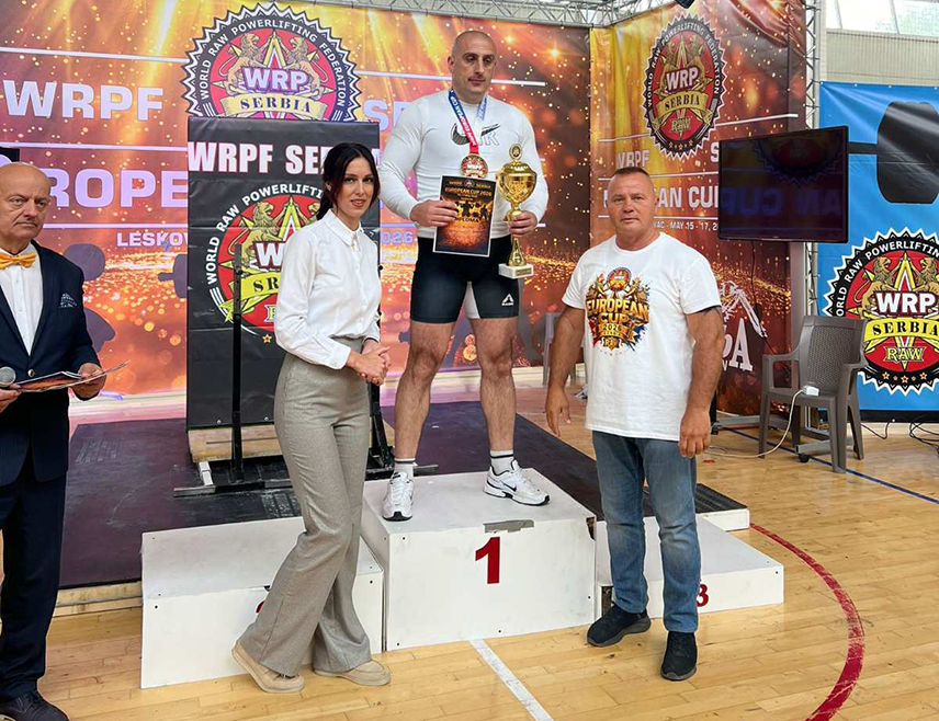 ПАЛЕ, 17. МАЈА /СРНА/ - Дизач тегова и члан Спортско-рекреативног удружења "Џим рум" Горан Круљ освојио је Европски куп у Лесковцу.