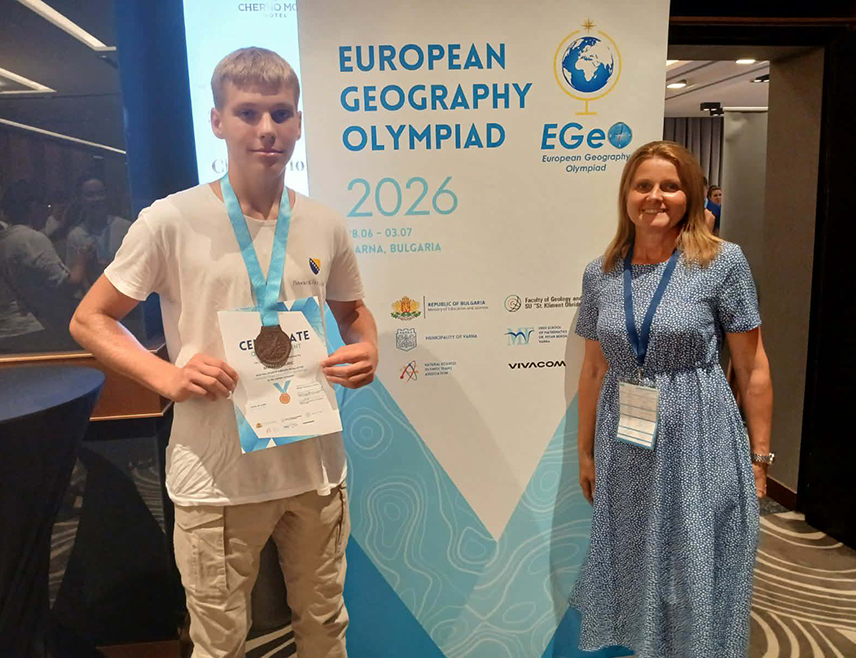 MILIĆI, JULY 2 /SRNA/ – Mihajlo Đurić, a ninth-grade student at the Aleksa Jakšić Primary School in Milići, has won a bronze medal at the European Geography Olympiad held in Varna, Bulgaria.
