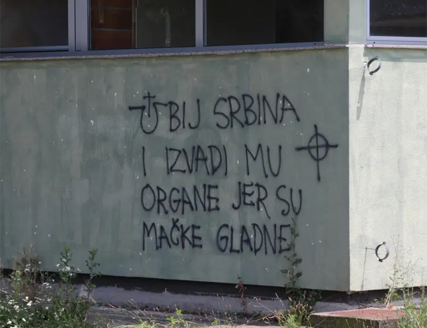 БЕОГРАД, 6. ЈУЛА /СРНА/ - Предсједник Савеза Срба из региона Миодраг Линта оцијенио је да најновији усташки графити широм Хрватске представљају наставак константног подстицања мржње и насиља према Србима и свему што је српско, те апеловао да се коначно реагује на ове злочине из мржње.