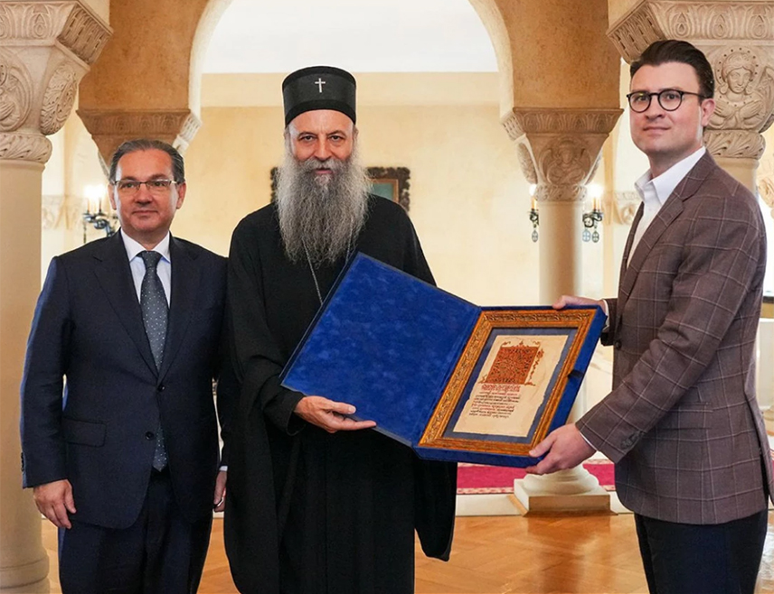 BELGRADE, JULY 17 /SRNA/ - His Holiness Serbian Patriarch Porfirije spoke today with President of the Serbian-American Friendship Caucus Vladimir Marković and Congressman Daniel Vajdić about opportunities to advance religious diplomacy and strengthen relations with the US administration based on shared Christian values.