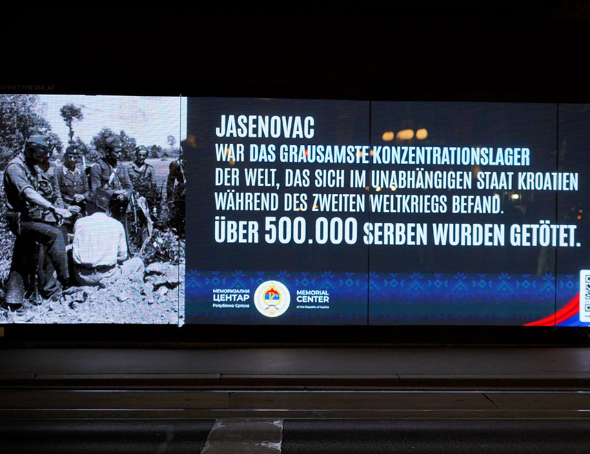 BANJA LUKA, SEPTEMBER 9 /SRNA/ - An international multimedia campaign by the Memorial Center of Republika Srpska, aimed at ensuring that Serbian victims are visible and preserved in European and global memory, was held in Vienna, where members of the large Serb community as well as tourists were able to see content dedicated to Serbian suffering in the 20th century.