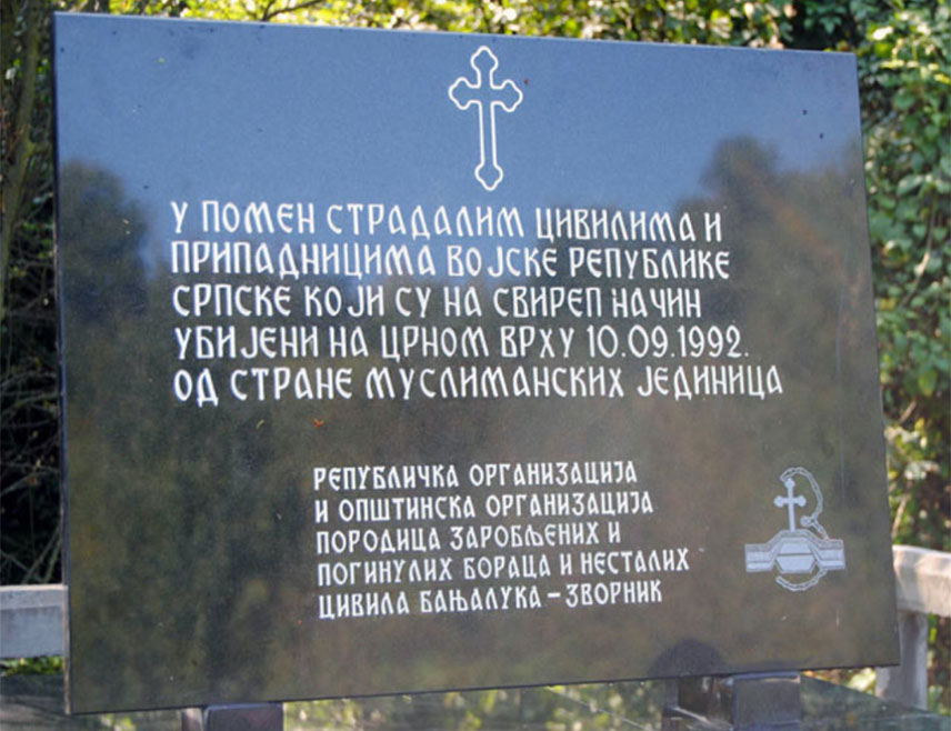 ЗВОРНИК, 9. СЕПТЕМБРА /СРНА/ - На Црном врху код Зворника сутра ће бити обиљежене 34 године од убиства 11 припадника Војске Републике Српске, полиције и цивила, које су 10. септембра 1992. године из засједе убили сребренички муслимани.