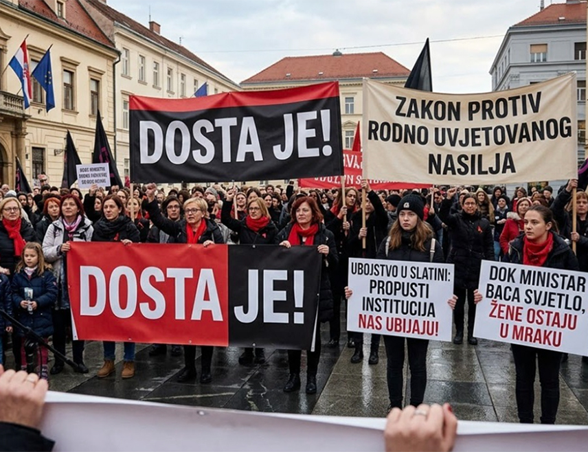 ЗАГРЕБ, 21. СЕПТЕМБРА /СРНА/ - У 17 градова широм  Хрватске за данас су најављени протести због убиства жене у Слатини након којег је покренут дисциплински поступак против шест полицајаца, јављају хрватски медији.