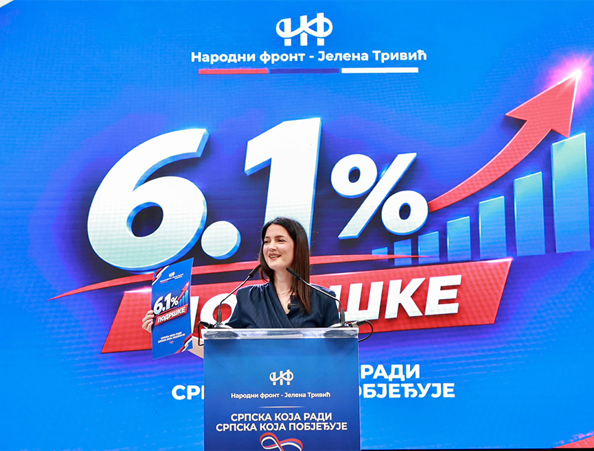 БАЊАЛУКА, 27. СЕПТЕМБРА /СРНА/ - Носилац листе Народног фронта за Народну скупштину Републике Српске у Изборној јединици 3 Јелена Тривић рекла је данас на предизборном скупу у Бањалуци да је ова странка у кампањи говорила о мјерама које ће препородити Републику Српску, у економском и сваком другом смислу.
