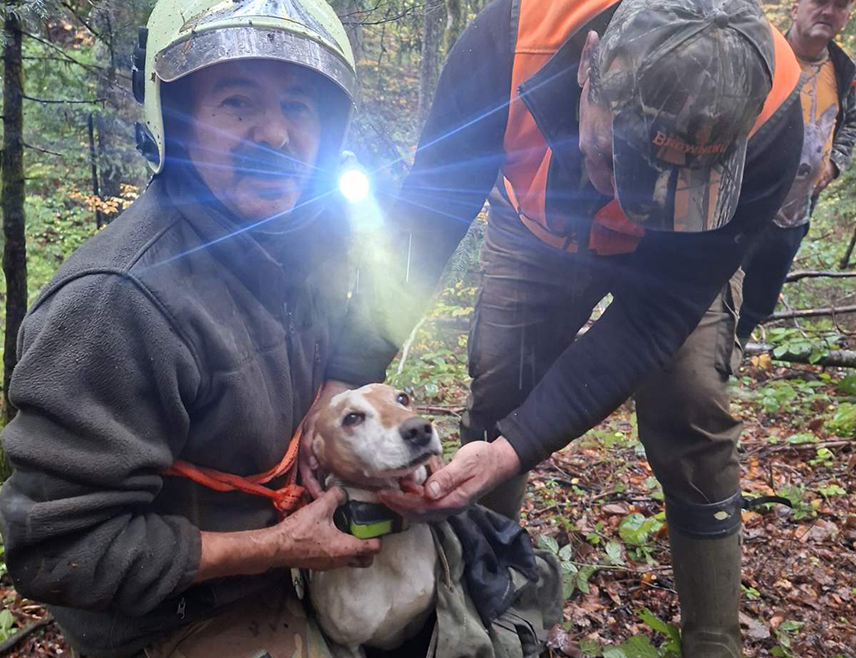 RIBNIK, OCTOBER 25 /SRNA/ - Milorad Smiljanić, head of the Ribnik hunting section, descended into a 70-meter-deep cave near Vučija Poljana, in the municipality of Ribnik, to rescue Astor, a hunting dog that had fallen into it.
